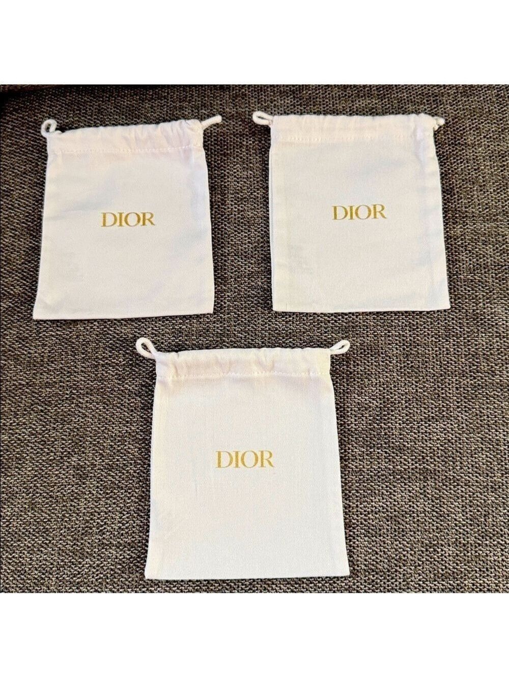 Dior Set of 3 Small Woven Pouch Dust Bag White Gift Wrap Luxury Gift New